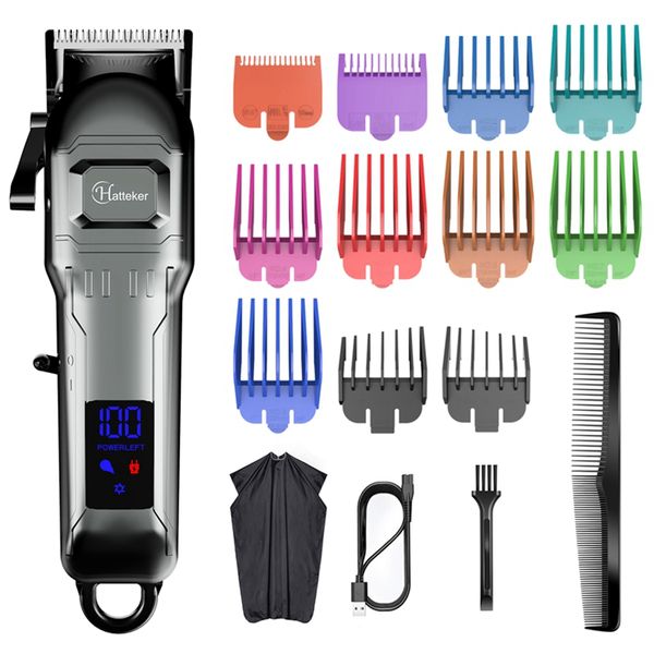 HATTEKER Electric hair clipper set rechargeable 11 guide combs hair trimmer