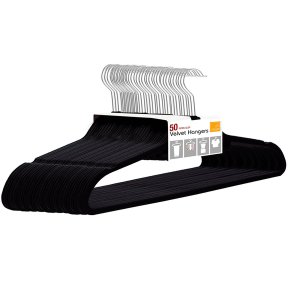 Knight 50 pack Non-Slip Velvet Space Saver Flocked Hanger