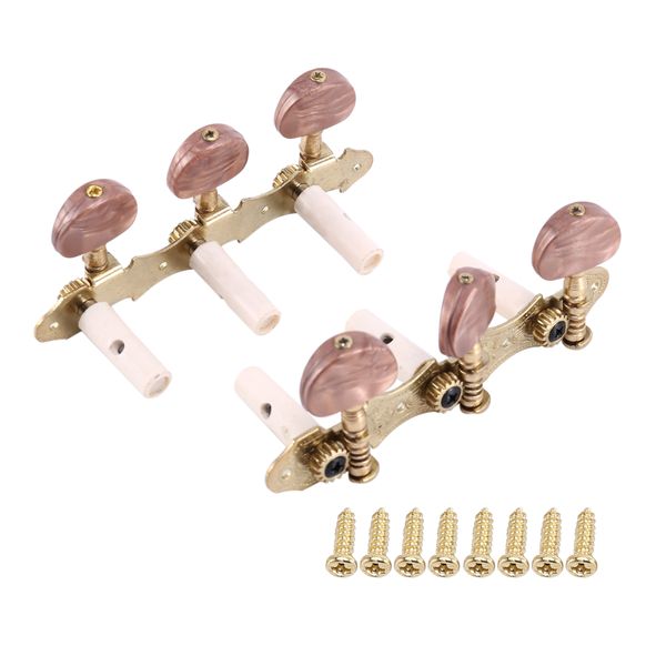 Left Right Guitar String Tuning Pegs Guitar Accessories,Red-Brown