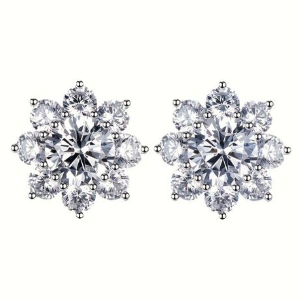 ZELTRYN 925 Sterling Silver Moissanite Halo Earrings With GRA Certificate