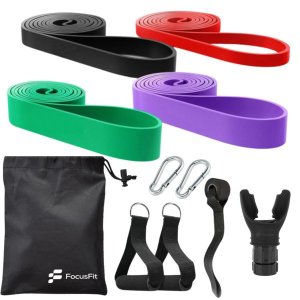 FocusFit Resistance Band Set for Strength Training with Lung Trainer