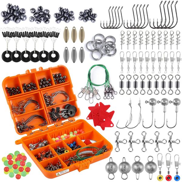 212Pcs All-in-One Fishing Tackle Box Kit with Hooks &amp; Accessories