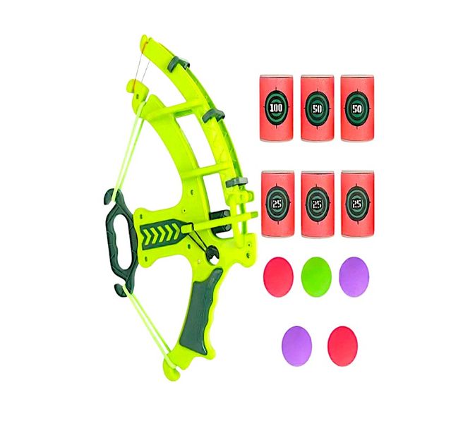 Kids Toy Bow with Foam Balls and Foam Barrel Targets - Green