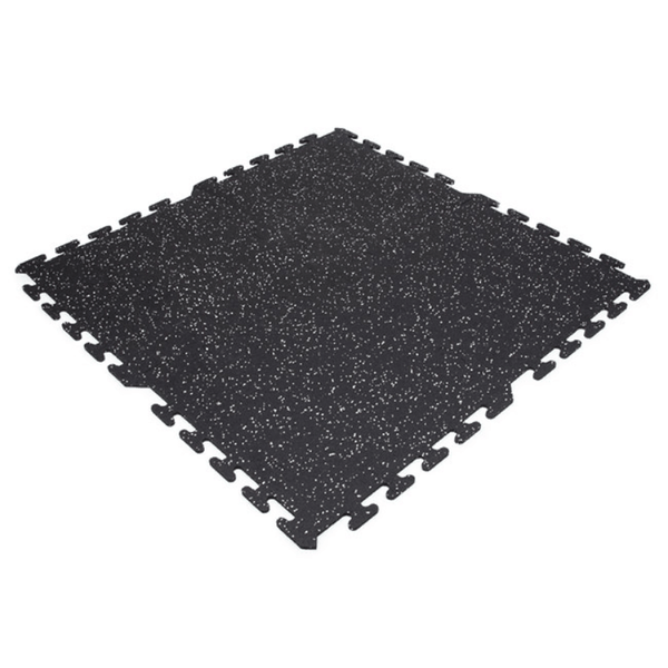 Rubber Interlocking Gym Tile - Black with Grey - Pack of 5