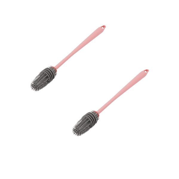Flexible Silicone Cup Scrubber Cleaning Brush -Pack of 2 (Pink)