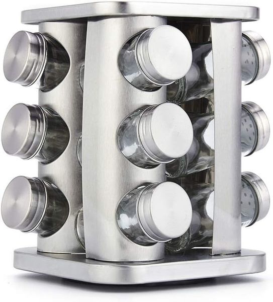 Rotating Spice Rack Organizer With 12 Jars