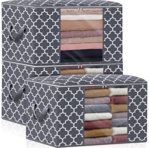 Creative Deco Set of 3 Large Capacity Storage Bags - Charcoal Grey