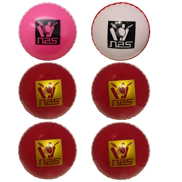 NAS Wind Ball Cricket Ball with Seam for Indoor &amp; Outdoor Practice - 6-Pack