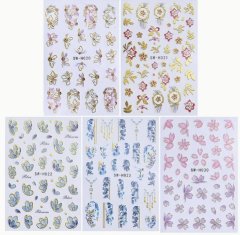 5 Sheets Floral Nail Art Stickers