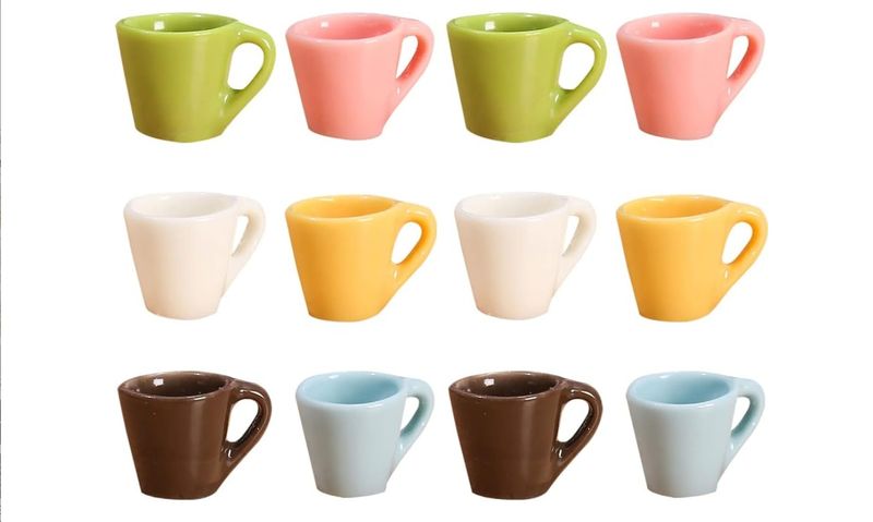 12Pcs Miniature Coffee Mugs Mixes Color Mini Coffee Tea Cup Resin Mini