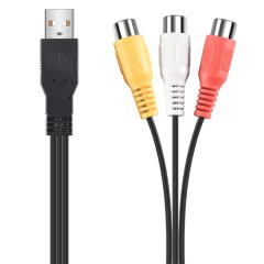 1Pc Usb Male Plug To 3 Female Adapter Audio Converter For Hdtv Tv