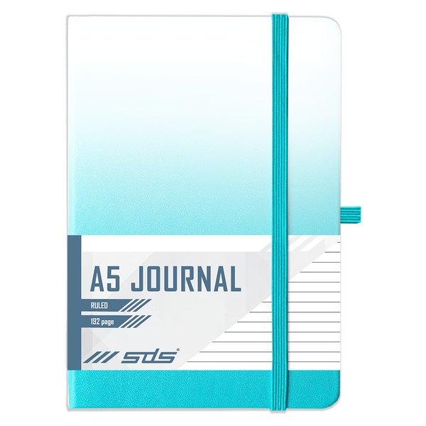 SDS A5 192 Page Lined Journal Hard Cover with Elastic Closure - Turquoise