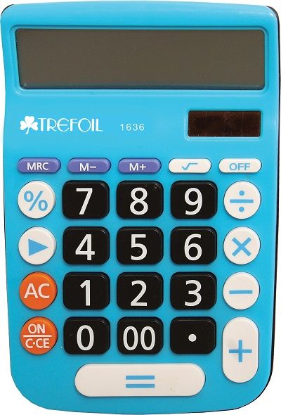Trefoil: 12 Digit Desktop Calculator Blue 1636