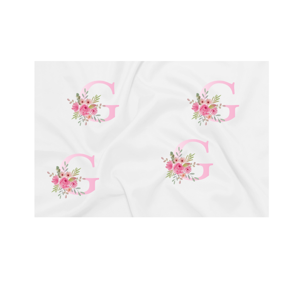 Baby Blanket - Pink Flowers - Letter G