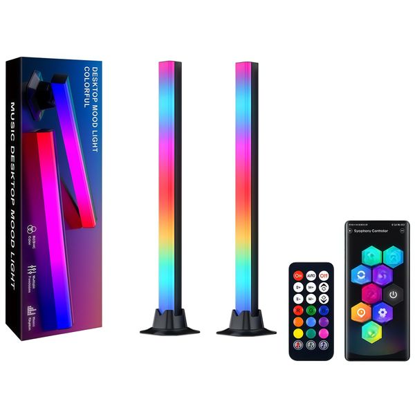 Smart RGB Gaming Lights - Dual Pack Bluetooth App Music Rhythm Desktop Lamp