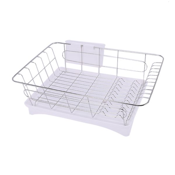 Stainless Steel Dish Drainer Drying Rack With 3-Piece Set White