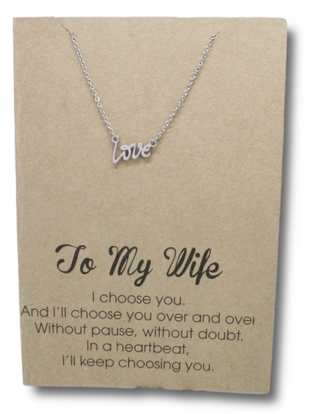 Stainless Steel Necklace On Message Card-To my Wife