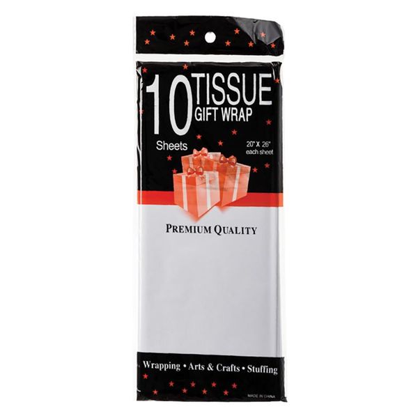 Tissue Paper - Gift Wraps - White - 50cm x 66cm - 10 Sheets - 12 Pack
