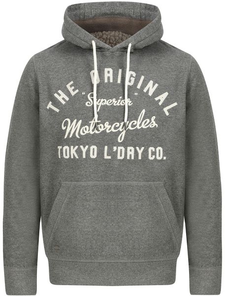 Tokyo Laundry - Mens Logan Fleece Pullover Hoodie With Borg Lined Hood in Mid Grey Marl (Parallel Import)