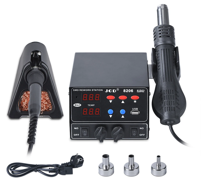 8206 Hot Air Soldering Rework Station, Soldering Station + Digital Display