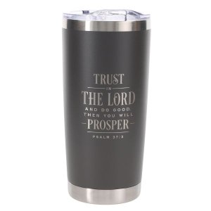 Stainless Steel Travel Mug - Trust in the Lord and do Good, Grey