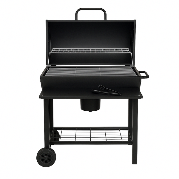 Heavy Duty Charcoal BBQ Grill &amp; Smoker Braai Stand with Table (87cm)