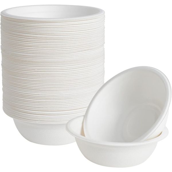 Disposable Paper Bowls,Compostable Paper Bowls for Hot and Cold Food-100Pcs