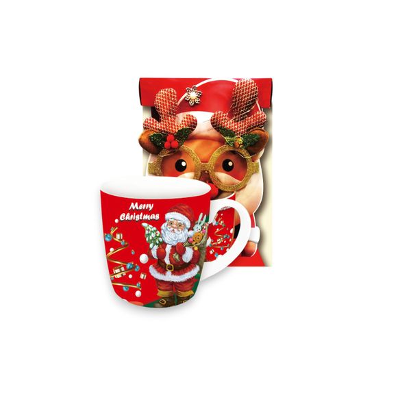 Red Merry Christmas Gift Cup With Santa Printing on it