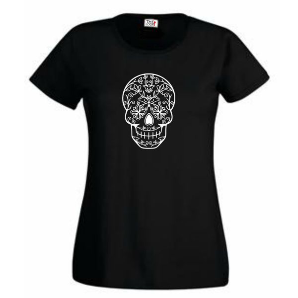 Think Out Loud Ladies "Skull Mandala" Short Sleeve Tshirt Black