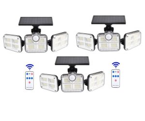 3 x JD 3 Panel PC Solar Sensor Outdoor Light Remote Controlled
