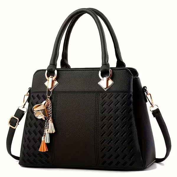 Elegant Women's PU Leather Tote Handbag with Zipper &amp; Shoulder Strap