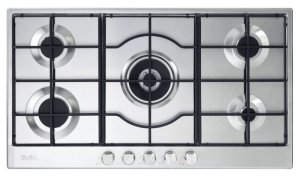 Elba 02/ELIO 95-545L - 5 Burner Gas Hob Centre Wok Burner 90cm Silver