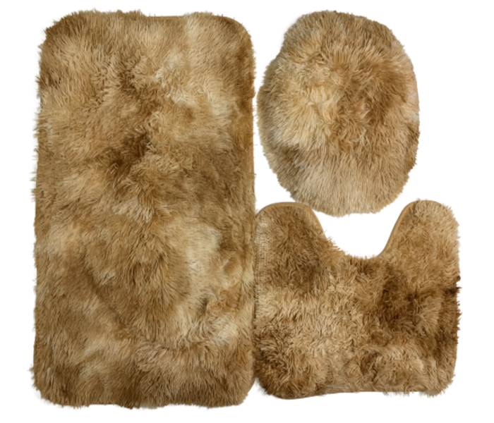 3pc Bathroom Rugs Shaggy Set
