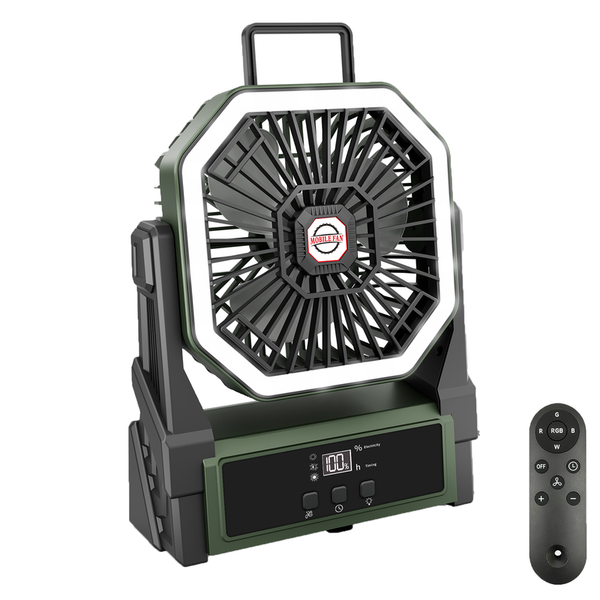 Portable Camping Fan with Light &amp; 20000mAh Power Bank Rechargeable