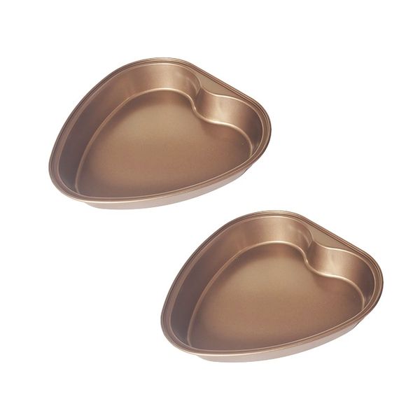 Carbon Steel Heart Shaped Bread Pans - Gold