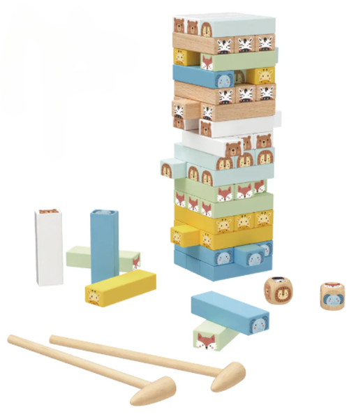 Wooden Animal Jenga Stacking Game 82 Piece