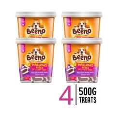 4 x Beeno Mallows Maple Bacon Mallow Bites Dog Treats 500g