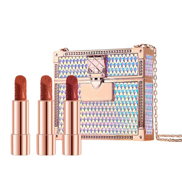 3PCS Velvet Lipstick with Mirror &amp; Bag-Matte, Waterproof &amp; Moisturizing
