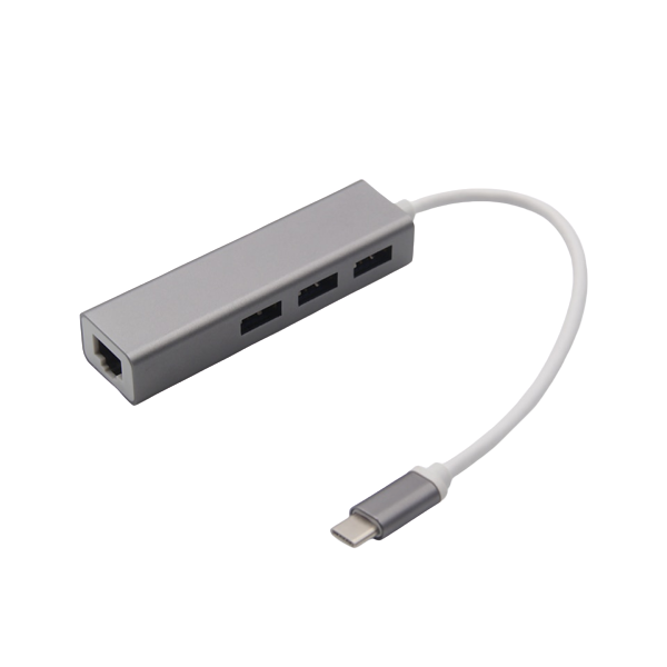 Type-C to Ethernet Network with 3 USB 3.0 Ports USB Splitter