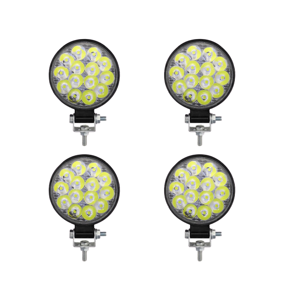 4PCS 42W Round LED Work Light Spotlight LED Light Bar