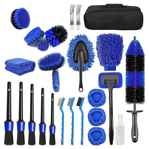 25 Piece Car Detailing Brush Cleaning Tools Set for Interior Exterior Wheels