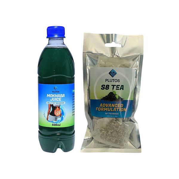 Plutos Mokhaba Juice 500ml and S8 Tea 10 Teabags Combo