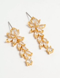 Lovisa Gold Plated Cubic Zirconia Medium Flower Vine Drop Earrings