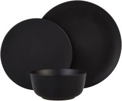 O2 Stoneware 12 PC Dinner Set - Black