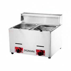 DIGIMARK Gas Deep Fryer - 6L+6L - Stainless Steel - Silver