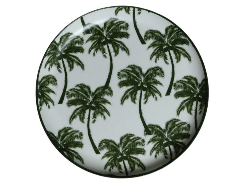 4Pc Melamine Round Side Plate Palm Design 21x21x1cm