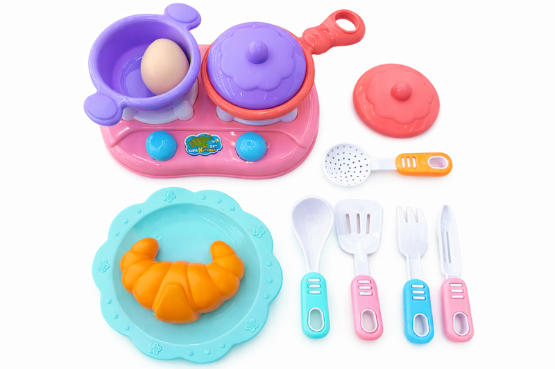 Colorful 11-Piece Pretend Play Kitchen Set &amp; Cookware for Kids