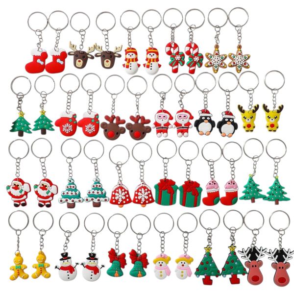 46-Piece Assorted Christmas Keychain Set - Multicolor