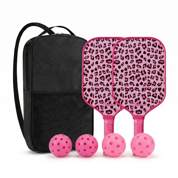 Tornado Pickleball Paddle Set of 2 - Matte Carbon Fibre Paddles with Balls