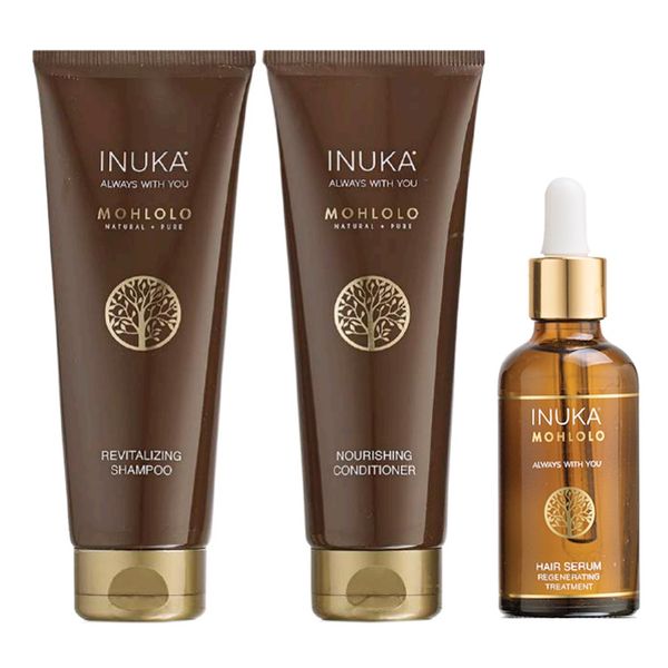 3 Piece Inuka Mohlolo Sulfate-Free Shampoo, Conditioner &amp; Hair Serum Set
